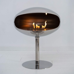 Cheminée bioéthanol sur pied Cocoon Fires Aeris version inox