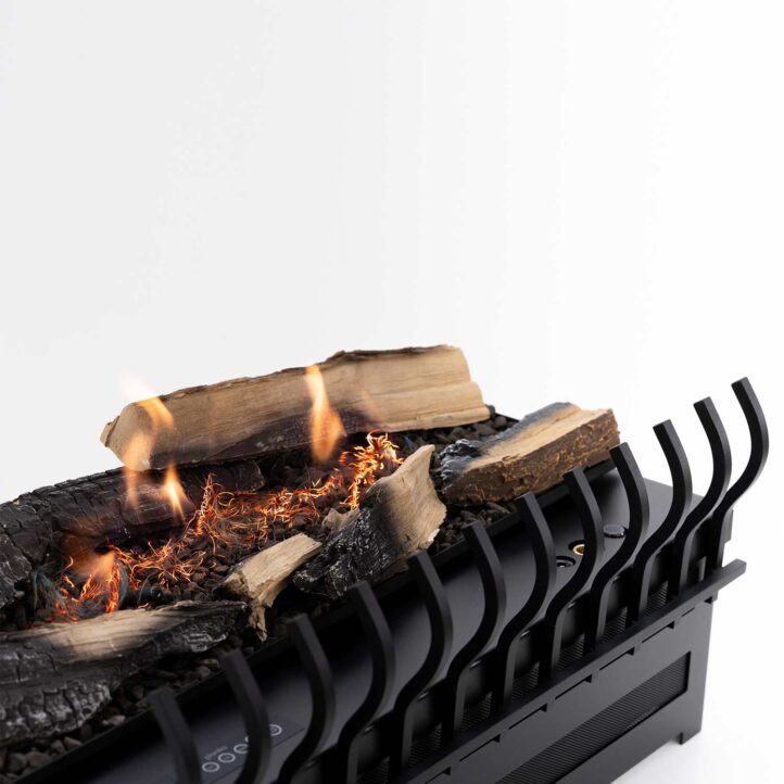 Avec le set grille - Bruleur automatique Basket Fire Logs Planika